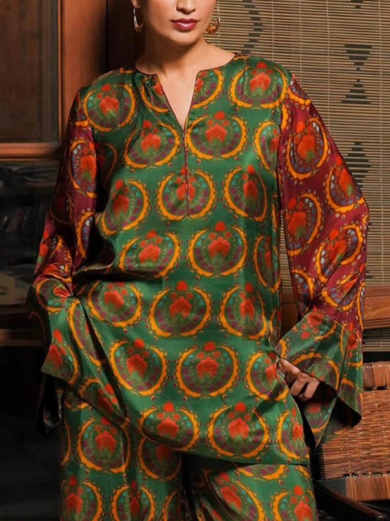 Printed Satin Loose Fit Blouse