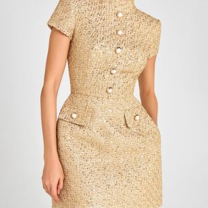 High Neck Elegant Mini Dress